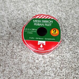 Christmas House Red Mesh Ribbon 2.5in x 3 Yards Holiday Craft Gift Bows 207495